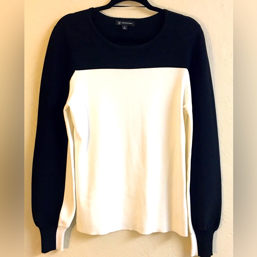 INC International Concepts Sweater Viscose Size XL Black White